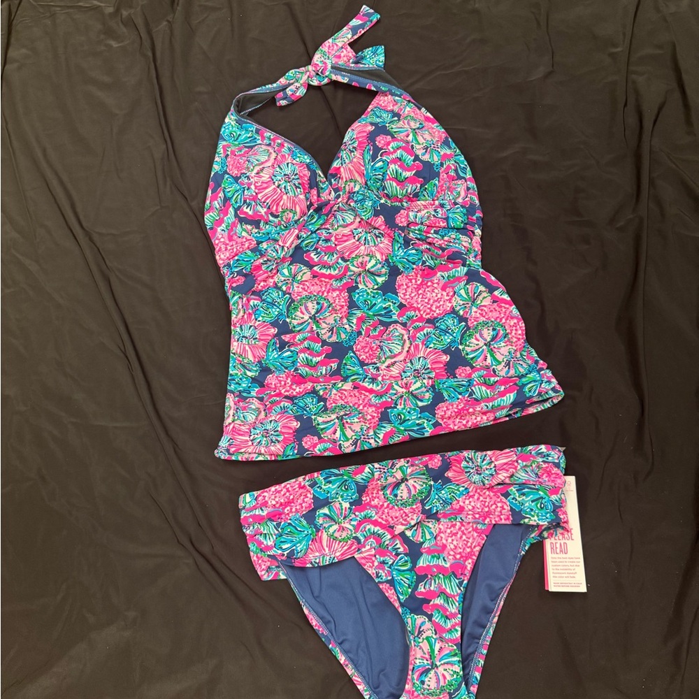 Lilly Pulitzer Pink, Teal & Navy Floral Bikini Bottom
